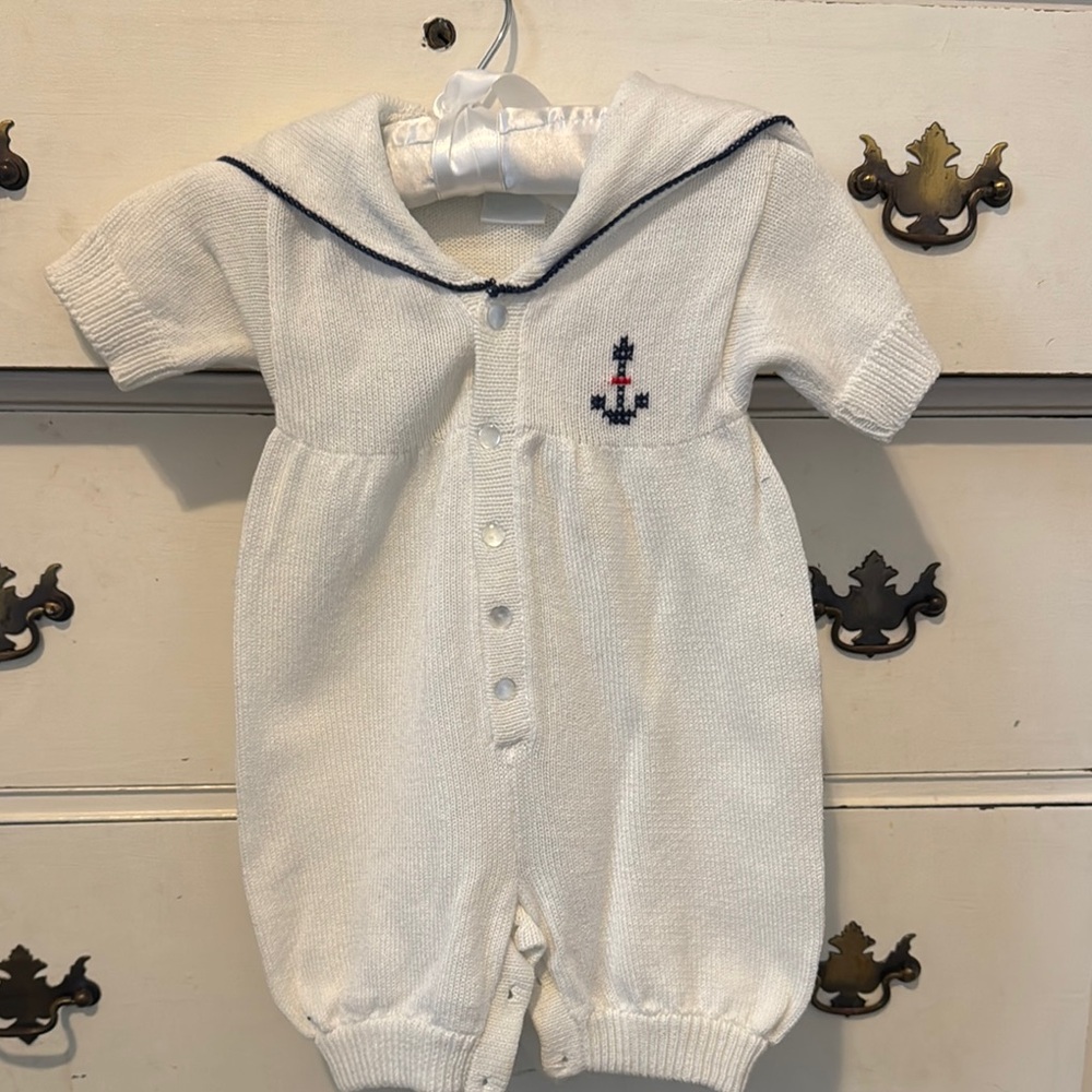 White Nautical Kids One Piece